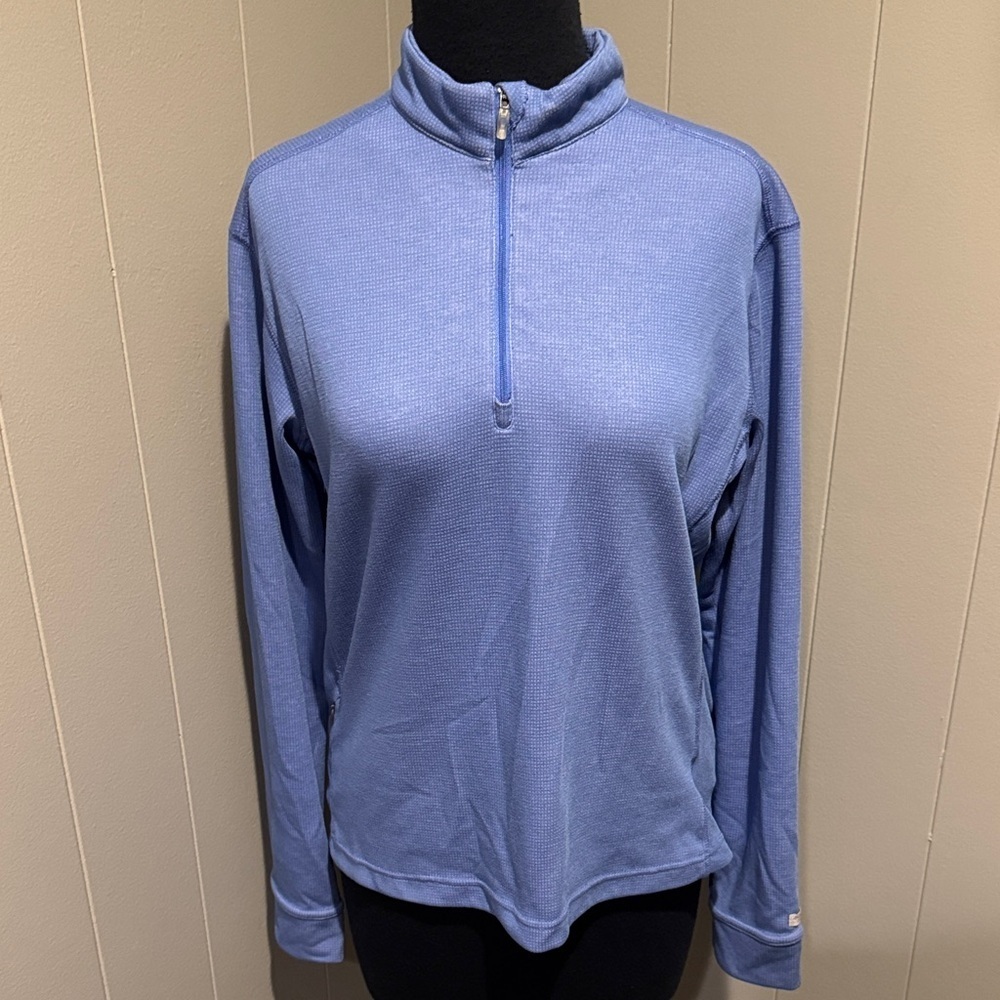 Light Blue Half-Zip Tunic Top